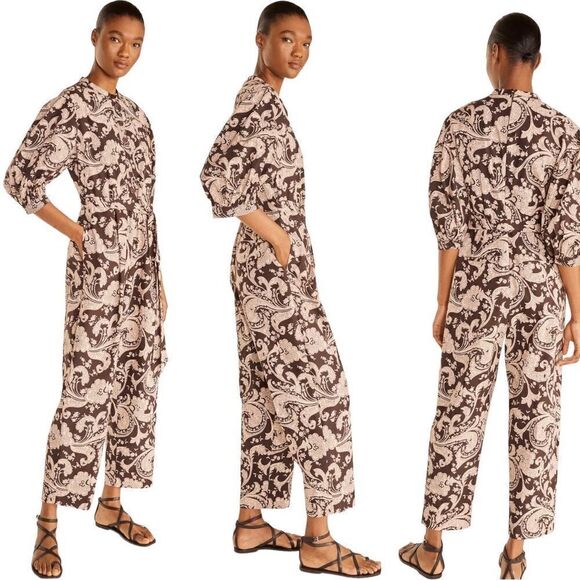 Rebecca Taylor Scroll Paisley Pleated Jumpsuit Jumper BNWT - Picture 3 of 15